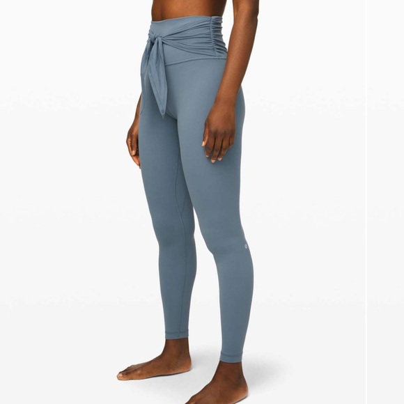 lululemon align leggings women 6 wrap waist blue charcoal b12 - Picture 1 of 8